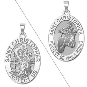 Saint Christopher    Protect Me While Riding   Doubledside Motorcycle Religious Medal