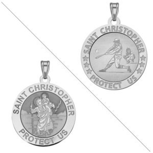 Baseball   Saint Christopher Doubledside Sports Religious Medal  EXCLUSIVE 