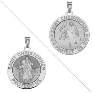 Basketball   Saint Christopher Doubledside Sports Religious Medal  EXCLUSIVE 