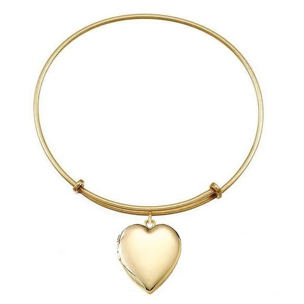 14k Gold Filled Heart Photo Locket With Expandable Bracelet Pg86067