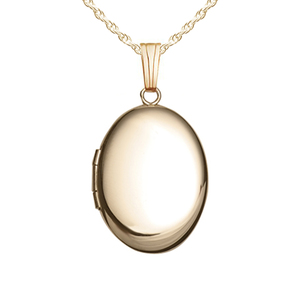Solid 14k Yellow Gold Oval Photo Locket