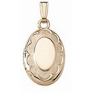 Solid 14K Yellow Gold Small Oval Photo Locket