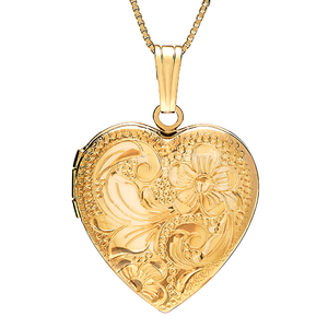 14k Gold Floral Heart Photo Locket