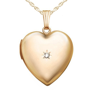 Yellow Gold Diamond Heart Photo Locket