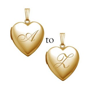 14K Gold Filled Initial Heart Photo Locket