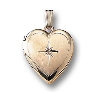 14k Gold Filled Small Heart Photo Locket with Diamond