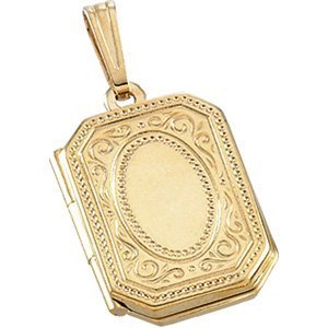 Solid 14k Yellow Gold Rectangle Photo Locket