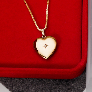 Yellow Gold Diamond Heart Photo Locket
