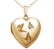 14K Gold Filled Monarch Butterfly Heart Photo Locket