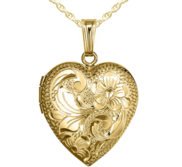 14k Gold Filled Floral Heart Photo Locket