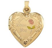 Solid 14k Yellow Gold I Love You Heart Photo Locket