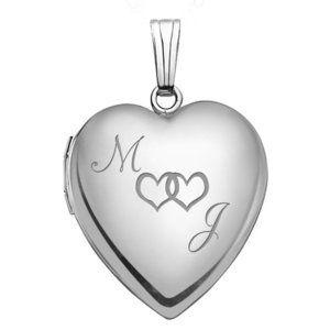 White Gold Together Forever Heart Photo Locket