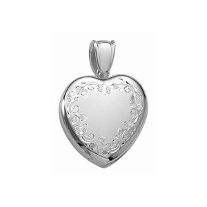 14k White Gold Premium Heart Photo Locket