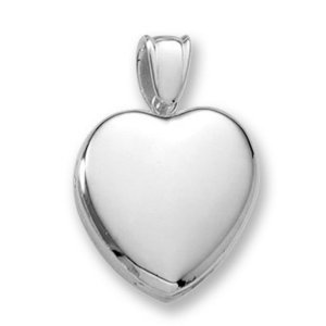 14k White Gold Premium Weight Heart Picture Locket