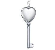 14k White Gold Key Heart Photo Locket
