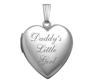 14k White Gold Daddy s Little Girl Heart Photo Locket