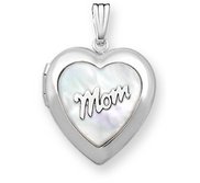 14k White Gold Mother Of Pearl Heart Photo Locket
