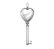14k White Gold Cascade of Hearts Key Heart Photo Locket