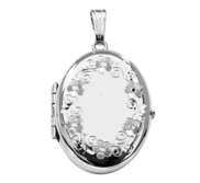 14K White Gold Floral Oval Four Photo Locket