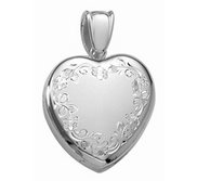 14k White Gold Premium Heart Photo Locket