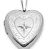 14K White Gold Small Heart Photo Locket with Diamond