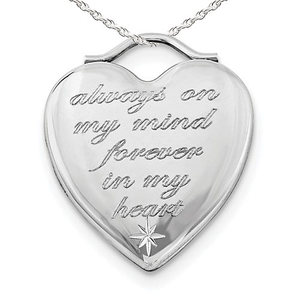 Sterling Silver Rhodium plated Always On My Mind Forever In My Heart Locket