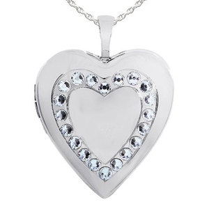 Sterling Silver Swarovski Crystal Heart Photo Locket
