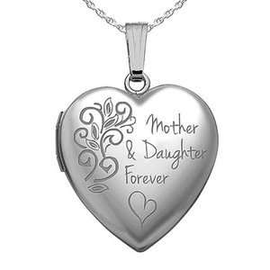 Sterling Silver Mother   Daughter Forever Heart Photo Locket