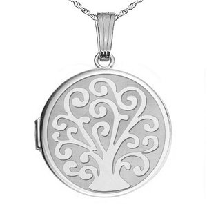 Sterling Silver Tree of Life Round Photo Locket