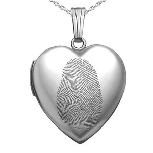 Sterling Silver Fingerprint Heart Photo Locket