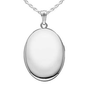 Sterling Silver Plain Small Oval Photo Locket
