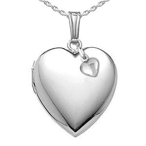 Sterling Silver Heart Charm Heart Photo Locket