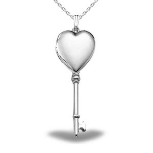 Sterling Silver Key Heart Photo Locket
