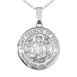 Sterling Silver St  Francis Round Photo Locket