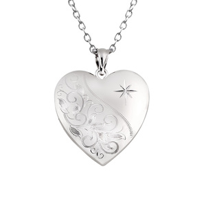Floral Heart with Star Design Sterling Silver Locket