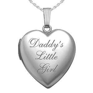 Sterling Silver Daddy s Little Girl Heart Photo Locket