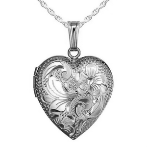 Sterling Silver Floral Heart Photo Locket