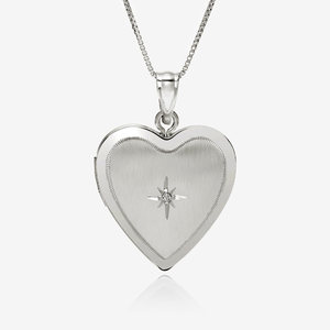 Sterling Silver Diamond Heart Photo Locket