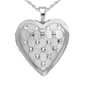 Sterling Silver Swarovski Crystal Heart Photo Locket