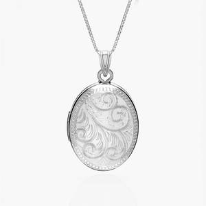 Sterling Silver Floral Oval Photo Locket