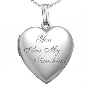 Sterling Silver  You Are My Sunshine  Heart Photo Locket
