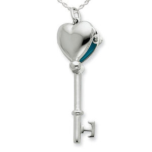 Sterling Silver  Key  Heart Photo Locket
