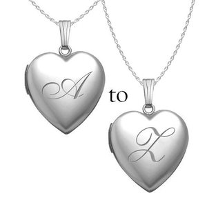Sterling Silver English Style Initial Heart Photo Locket