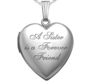 Sterling Silver A Sister is a Forever Friend Heart Photo Locket