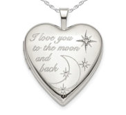 Sterling Silver   To The Moon   Back   Heart Photo Locket