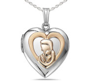 Sterling Silver Two Tone Mother and Child Heart Photo Locket