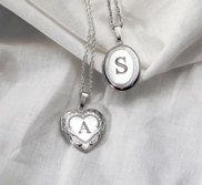 Sterling Silver Hand Engraved Initial Heart or Oval Locket
