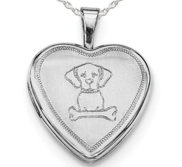 Sterling Silver Dog With Bone Heart Photo Locket