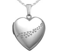 Sterling Silver   Sweetheart   Cascade of Hearts  Heart Photo Locket