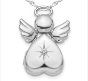 Sterling Silver Angel With Diamond Photo Locket